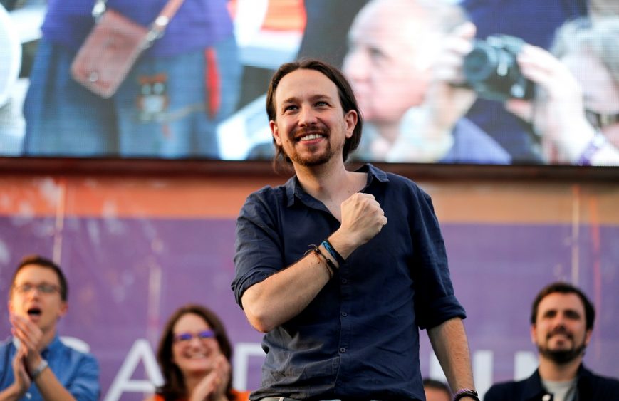 Podemos (We Can) leader Pablo Iglesias, now running under the coalition Unidos Podemos (Together We Can), arrives for the last campaign rally for Spain's upcoming general election in Madrid, Spain, June 24, 2016. REUTERS/Andrea Comas - RTX2I2SJ