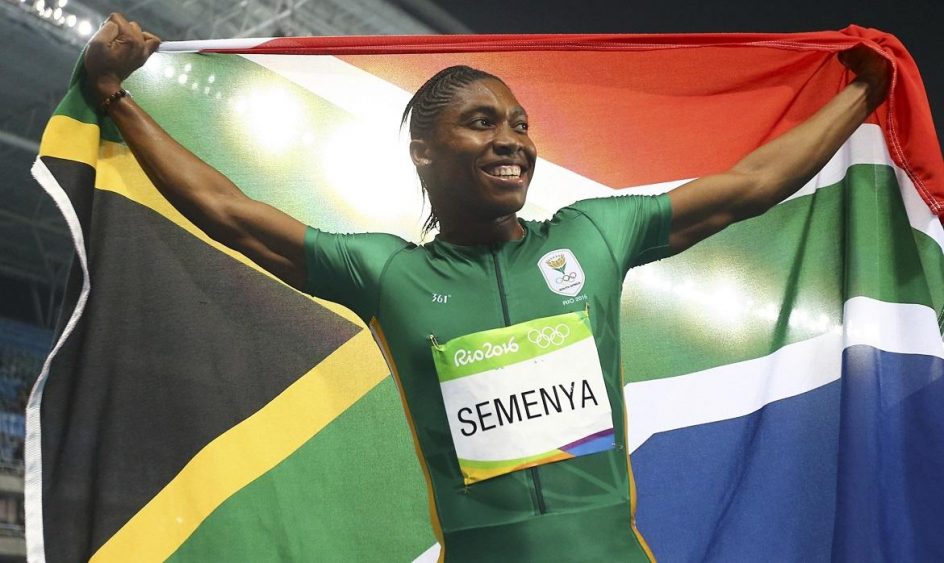 2016 Rio Olympics - Athletics - Final - Women's 800m Final - Olympic Stadium - Rio de Janeiro, Brazil - 20/08/2016. Caster Semenya (RSA) of South Africa celebrates winning the gold medal. REUTERS/Dominic Ebenbichler FOR EDITORIAL USE ONLY. NOT FOR SALE FOR MARKETING OR ADVERTISING CAMPAIGNS. - RTX2MDKN