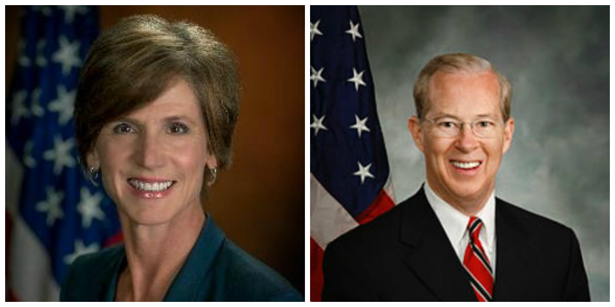 Sally Yates, ex-procuradora-geral demitida, e Dana Boente, sucessor no cargo [Fotografia: Twitter]