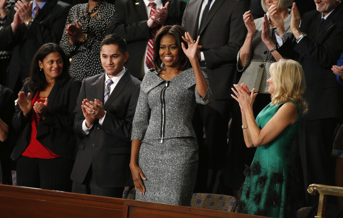Michelle Obama no Estado da União ('State of the Union') em 2015 (REUTERS/Larry Downing)
