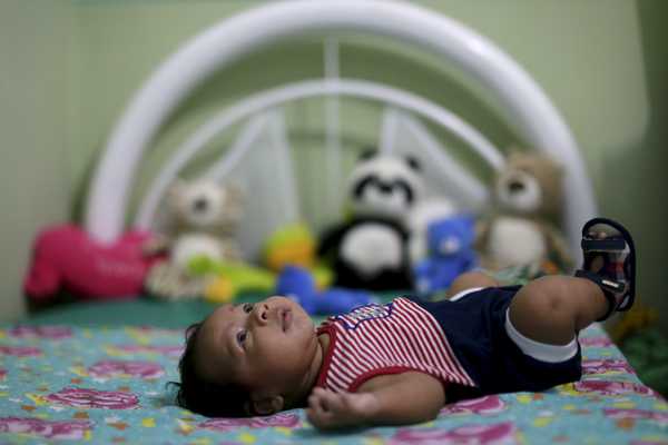 Guilherme Soares Amorim, 2 months, who was born with microcephaly, is pictured in his house in Ipojuca