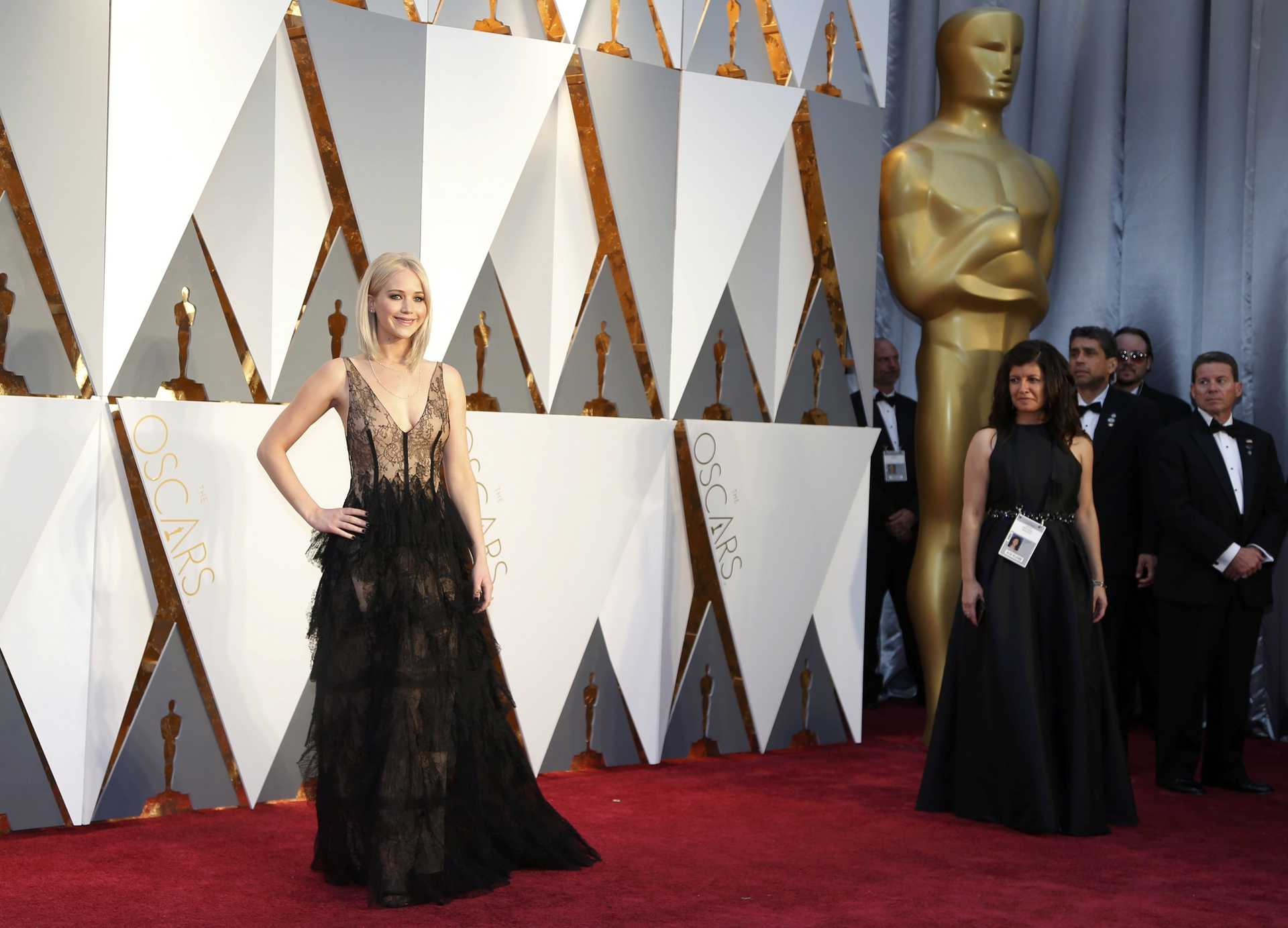Jennifer Lawrence, nominated for Best Actress for her role in “Joy,” arrives at the 88th Academy Awards in Hollywood