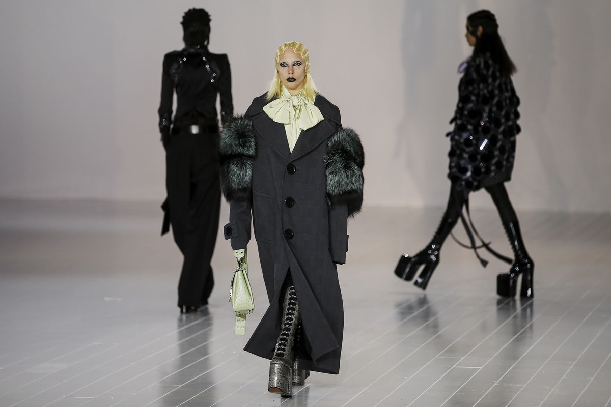 Singer Lady Gaga presents a creation by Marc Jacobs during his Fall/Winter 2016 collection during New York Fashion Week  in the Manhattan borough of New York