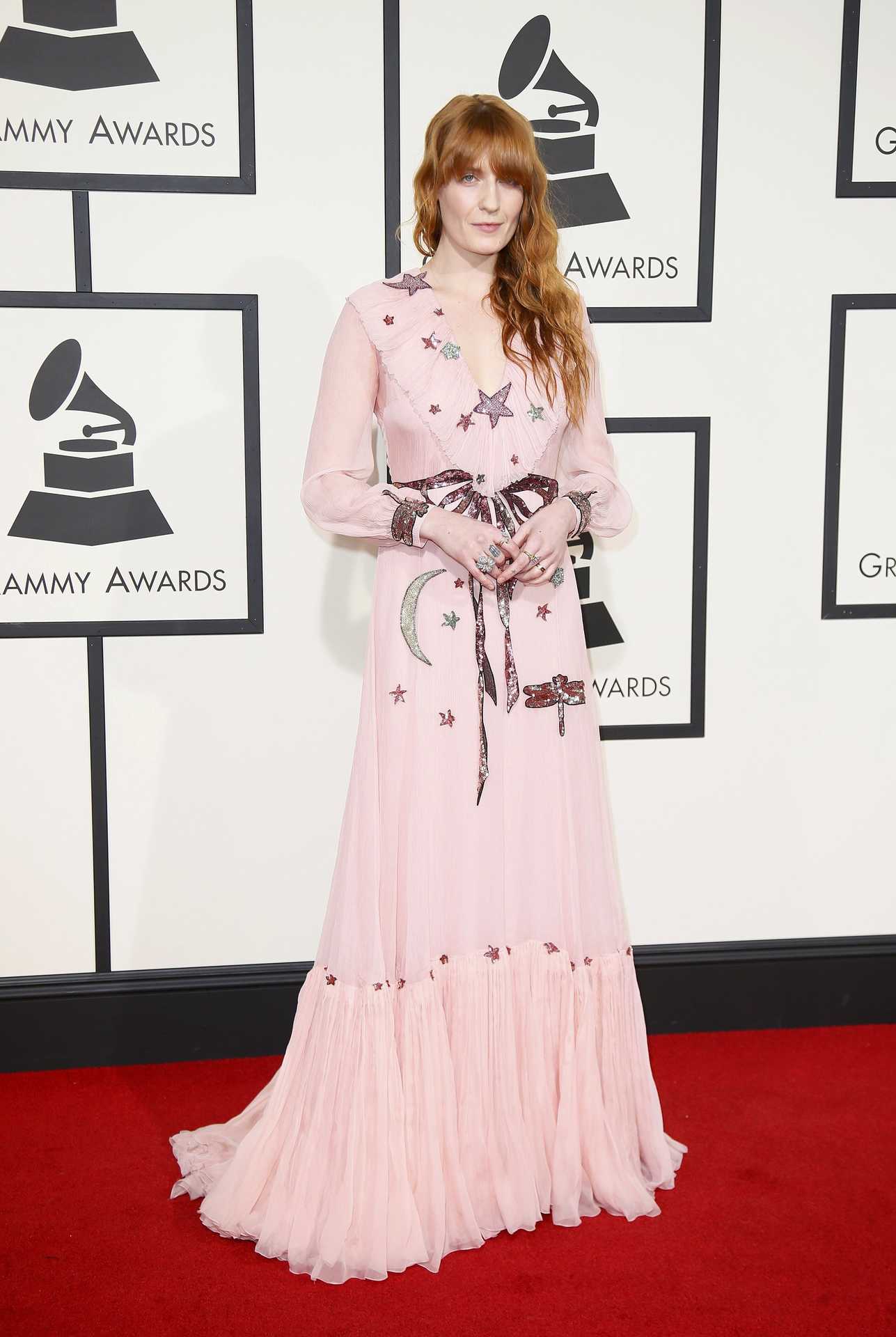 Florence Welch arrives at the 58th Grammy Awards in Los Angeles