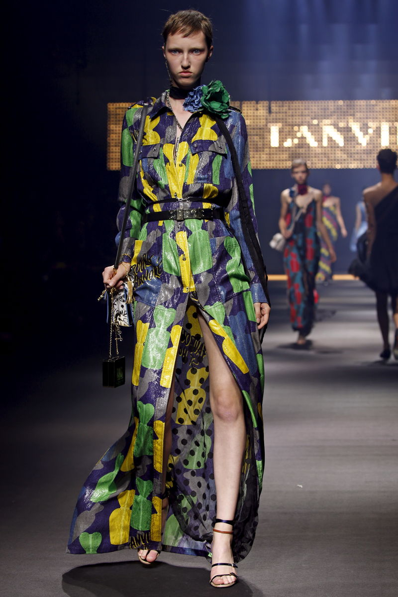 A model presents a creation by Israeli-American designer Alber Elbaz as part of his Spring/Summer 2016 women’s ready-to-wear fashion show for Lanvin in Paris