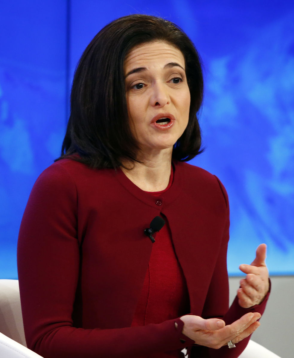Sandberg COO of Facebook attends the session “The Transformation of Tomorrow” during the annual meeting 2016 of the WEF in Davos