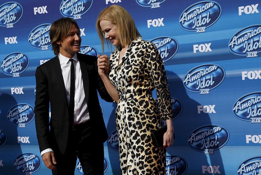 Singer Keith Urban and actress Nicole Kidman arrive for the finale of Season 14 of American Idol in Los Angeles, California