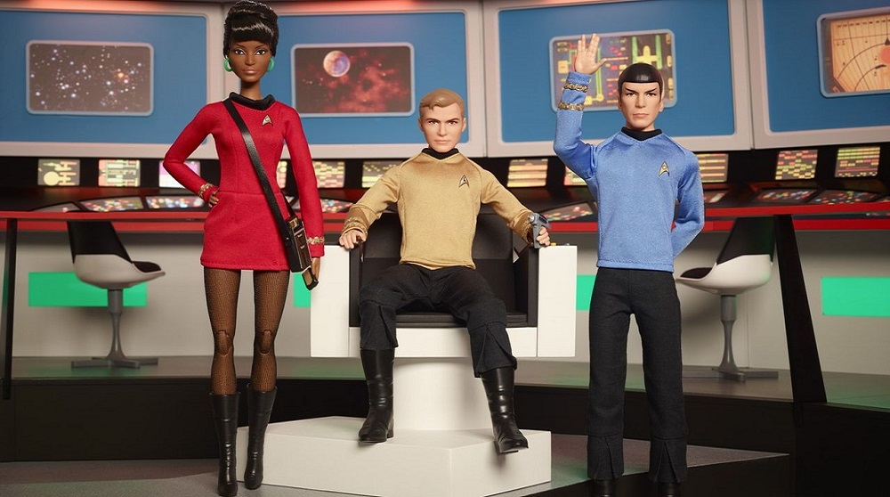 Kirk, Spock e Uhura na versão da Mattel