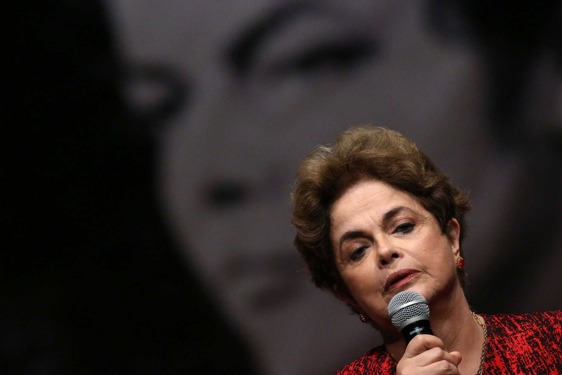 Brazil's suspended President Dilma Rousseff speaks during a meeting with people from pro-democracy movements in Brasilia
