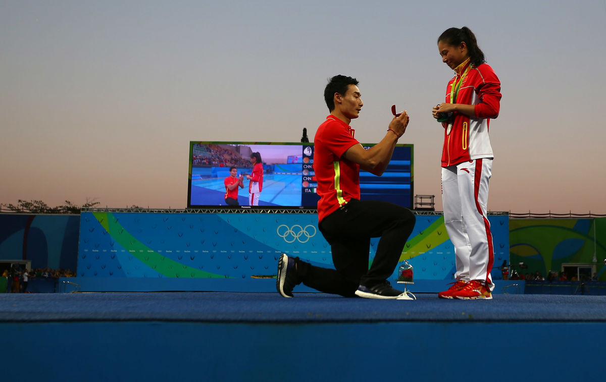 Diving - Women's 3m Springboard Victory Ceremony