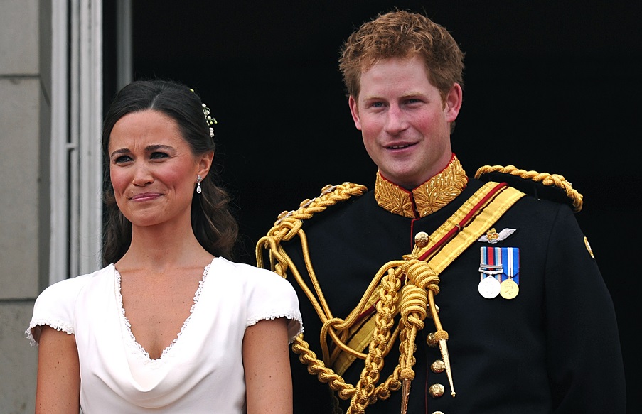 Britain’s Prince Harry and Pippa Middleton stand on the balcony of Buckingham Palace in London