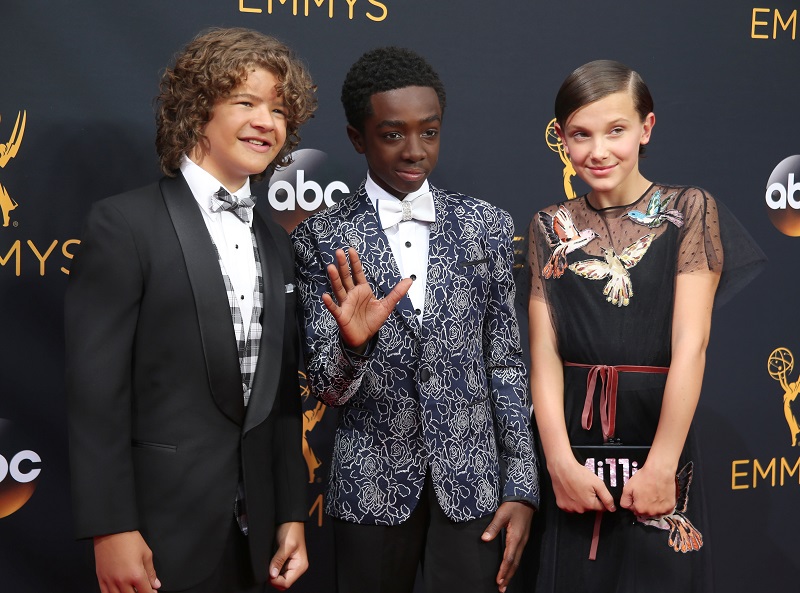 Actors Gaten Matarazzo, Caleb McLaughlin and Millie Bobby Brown from the Netflix series 
