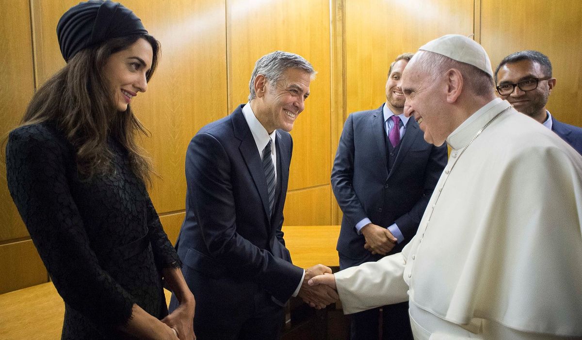 Amal e George conheceram o Papa Francisco no Vaticano, a 29 de maio deste ano