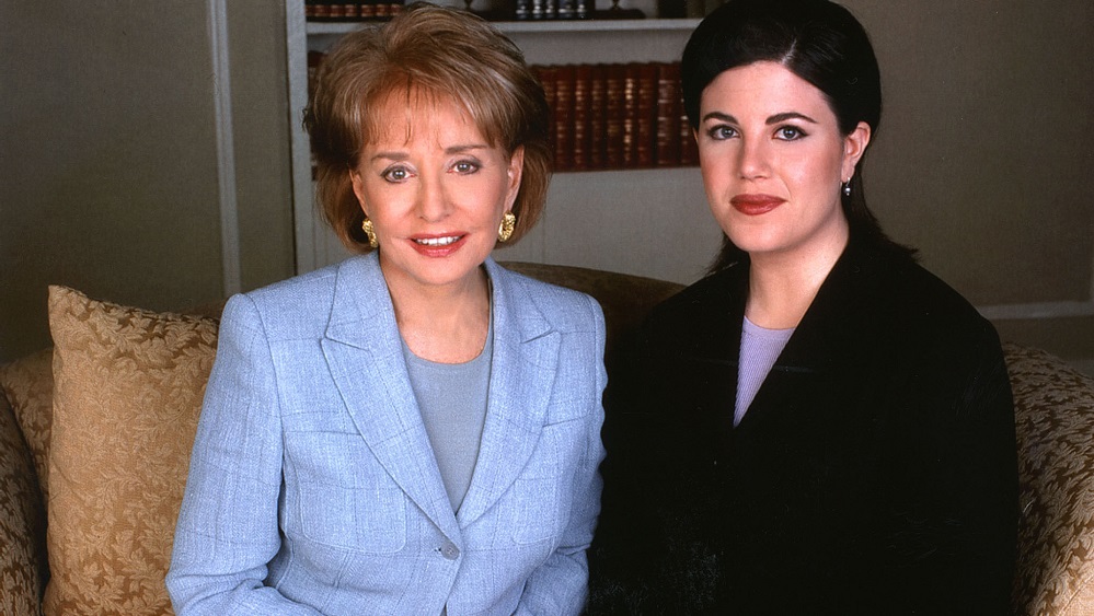 Monica Lewinsky (R) poses with television personality Barbara Walters in a publicity photograph for ..