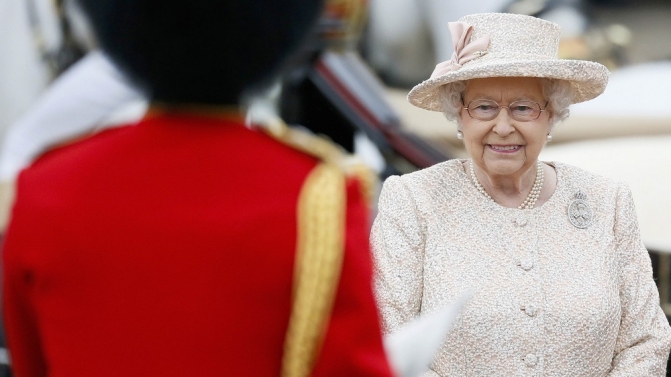 Britain’s Queen Elizabeth returns Buckingham Palace after attending the Trooping the Colour ceremony at Horse Guards Parade in central London