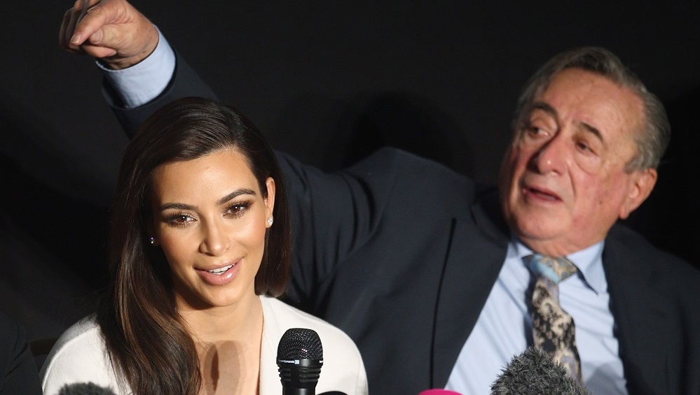 U.S. television personality Kardashian and her host Lugner attend a news conference ahead of the Opera Ball in Vienna
