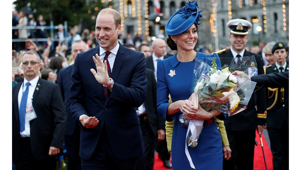 Britain’s Prince William, and Catherine, Duchess of Cambridge, attend a welcome ceremony at the British Columbia Legislature in Victoria
