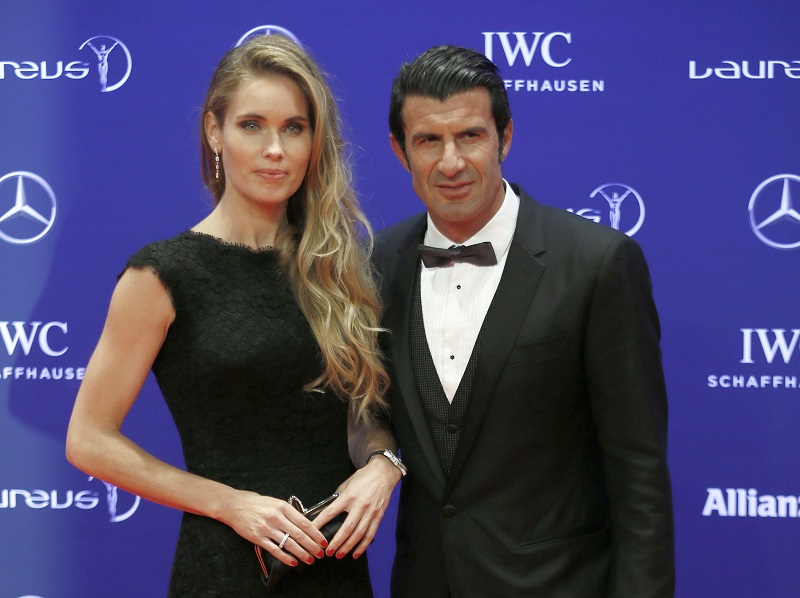 Former Portuguese soccer player Figo and his wife Svedin arrive for the Laureus World Sports Awards 2016 in Berlin