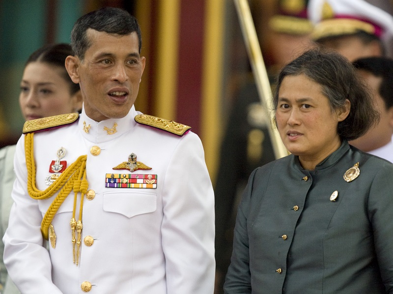 Thai Crown Prince Maha Vajiralongkorn and Crown Princess Maha Chakri Sirindhorn take part in a pre-funeral ceremony for Thai King Bhumibol Adulyadej’s late sister Princess Galyani in Bangkok