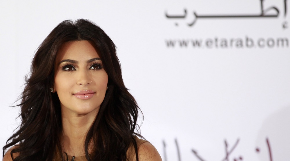TV personality Kim Kardashian attends a news conference in Dubai