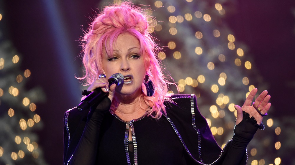 Cyndi Lauper performs before the 85th annual Hollywood Christmas Parade in Los Angeles