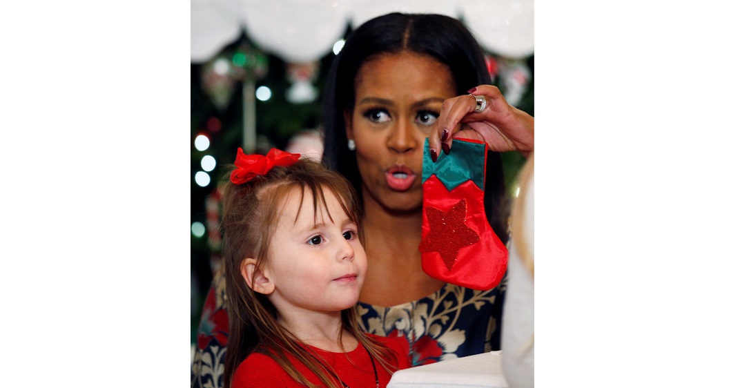 Michelle Obama hosts military families to view White House holiday decorations in Washington