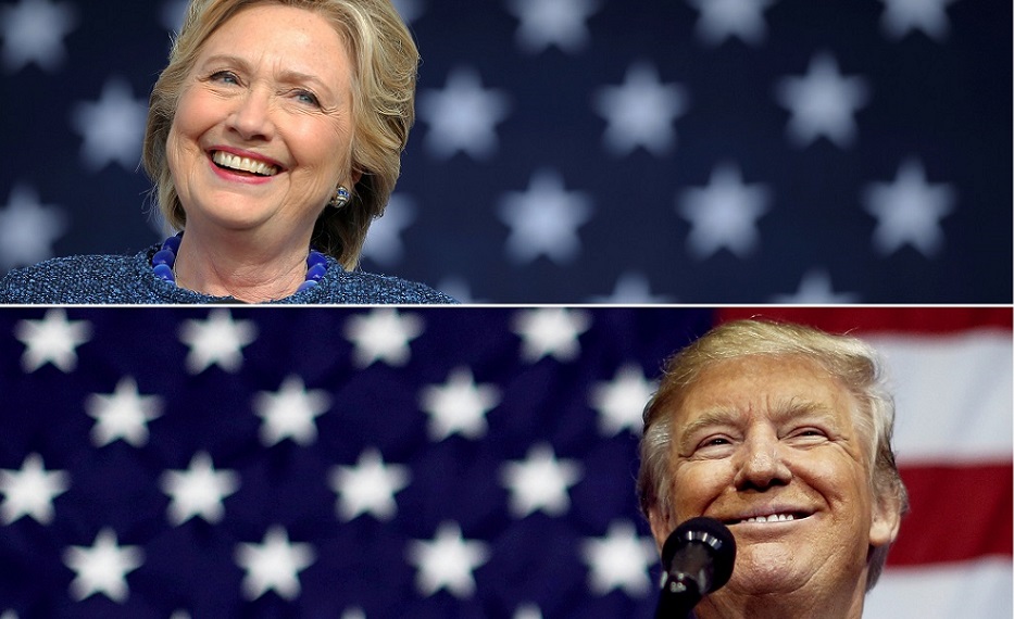 U.S. presidential nominees Hillary Clinton and Donald Trump speaks at campaign rallies in a combination of file photos