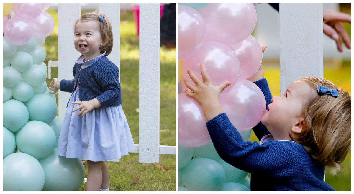 A princesa delirou com os balões numa festa durante a visita ao Canadá