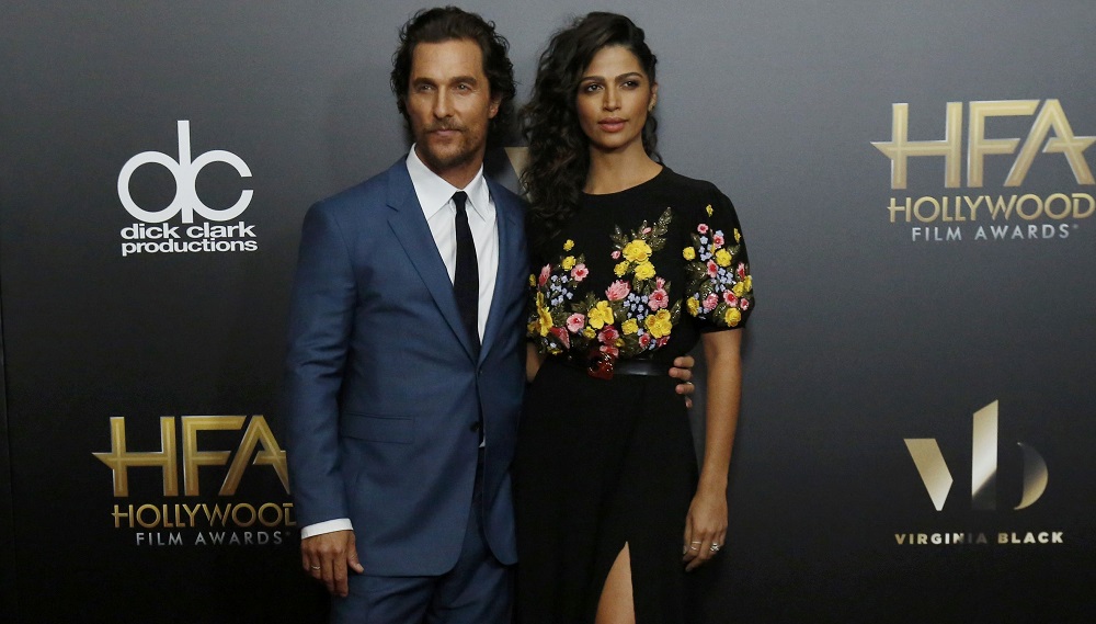 Actor Matthew McConaughey and wife Camila Alves at the Hollywood Film Awards in Beverly Hills