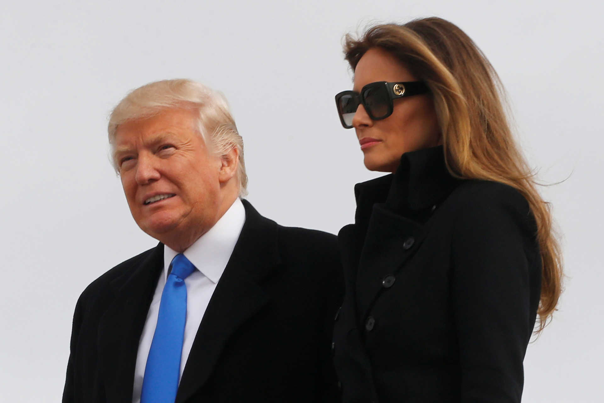 Trump and his wife arrive aboard a U.S. Air Force jet at Joint Base Andrews, Maryland