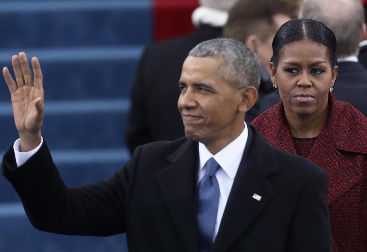 President Barack Obama and First Lady Michelle Obama look on at inauguration ceremonies swearing in Donald Trump as the 45th president of the United States on the West front of the U.S. Capitol in Washington