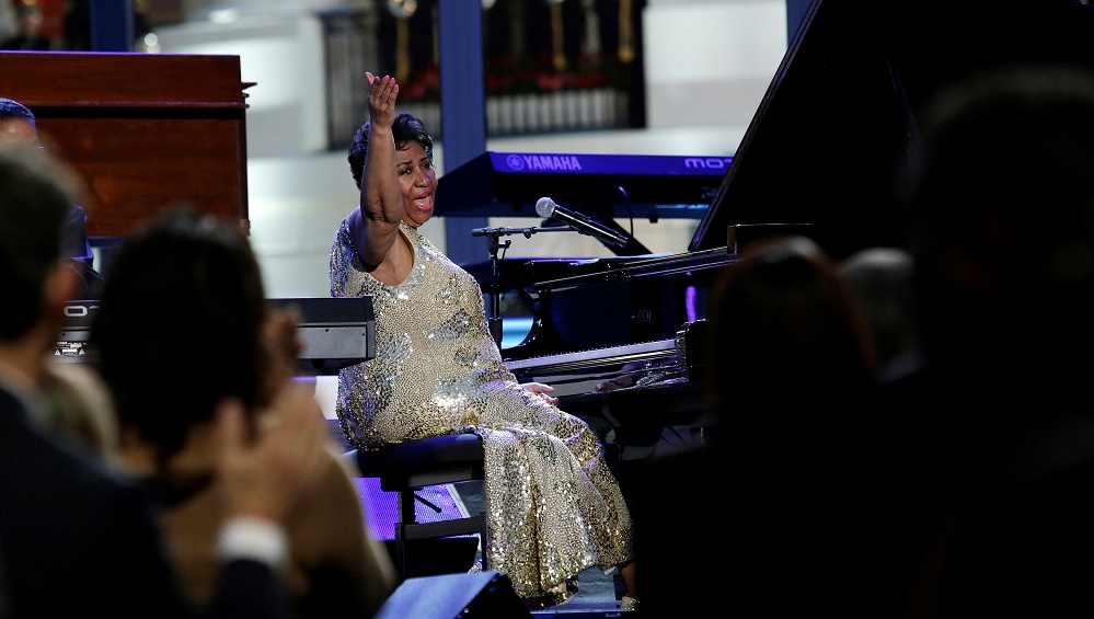 Singer Aretha Franklin performs at an International Jazz Day All-Star Global Concert on the South Lawn of the White House