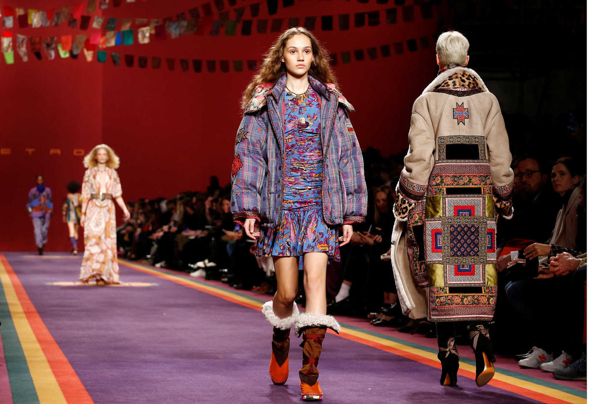 Models present creations from the Etro Autumn/Winter 2017 women collection during Milan’s Fashion Week in Milan