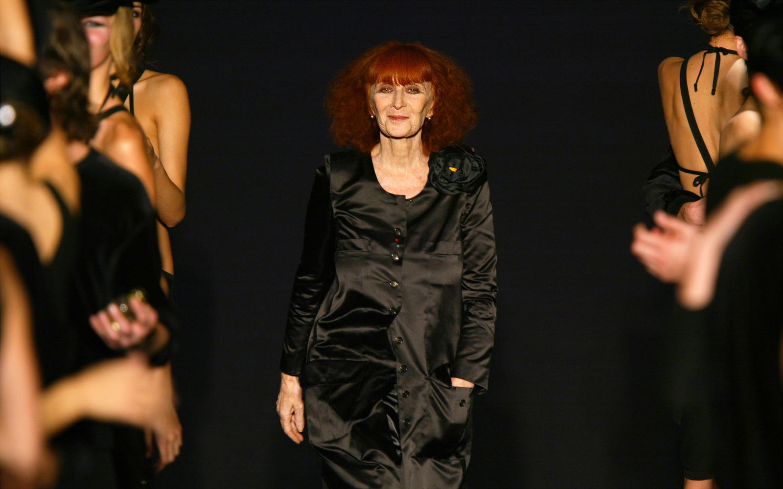 File photO of French fashion designer Sonia Rykiel at the end of a fashion collection in Paris