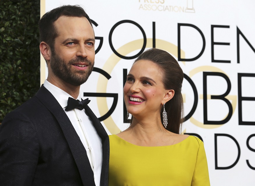 Natalie Portman and Benjamin Millepied arrive at the 74th Annual Golden Globe Awards in Beverly Hills