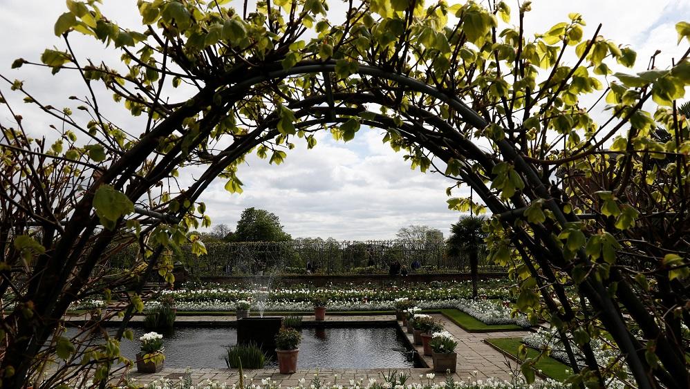 The Princess Diana memorial garden is seen at Kensington Palace in London