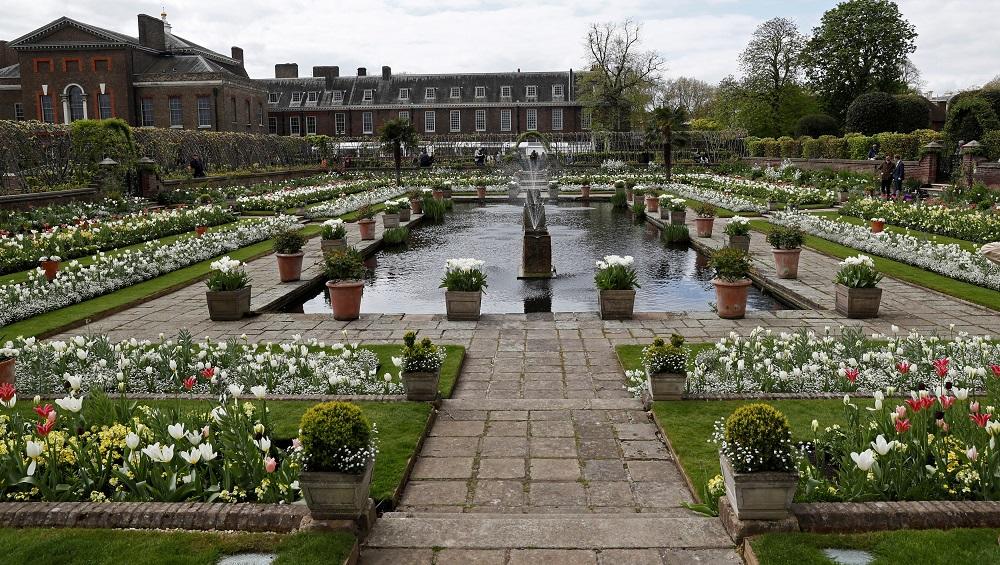 The Princess Diana memorial garden is seen at Kensington Palace in London