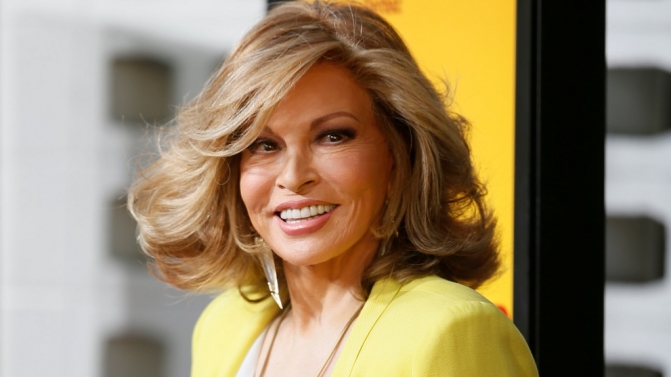 Actor Raquel Welch poses at the premiere of “How to Be a Latin Lover” in Los Angeles