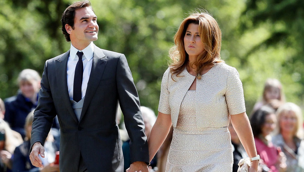 Swiss tennis player Roger Federer and his wife Mirka attend the wedding of Pippa Middleton and James Matthews at St Mark’s Church in Englefield, west of London