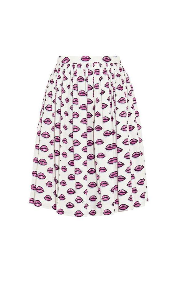 Printed pleated stretch-cotton poplin skirt Prada, Net a porter, €650 (algodão e elastano)