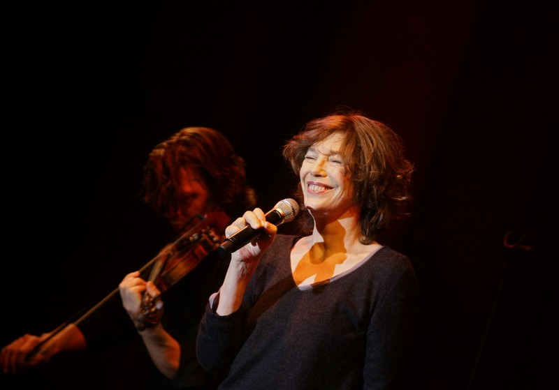 British singer and actress Jane Birkin performs during a concert in Madrid