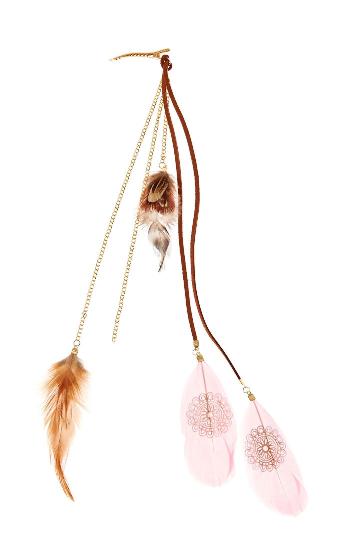 Brown Cord Pink Feather Dangle Hair Clip, Claire’s, €7,90