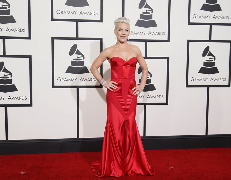 Singer Pink arrives at the 56th annual Grammy Awards in Los Angeles