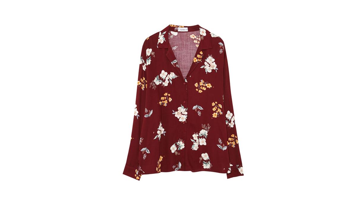 Camisa estampada floral de manga comprida, Pull and Bear, €19,99