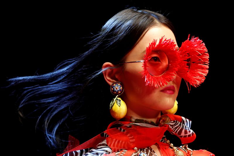 A model displays a creation from the Dolce&Gabbana Spring/Summer 2018 show at the Milan Fashion Week in Milan