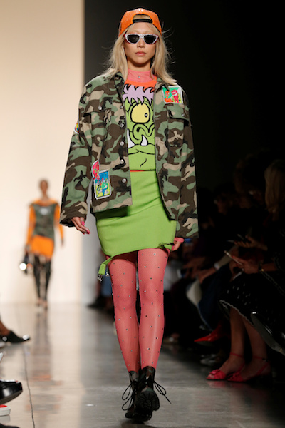 Model presents creations from the Jeremy Scott Spring/Summer 2018 collection during Fashion Week in New York