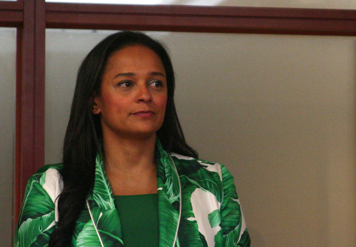 Isabel dos Santos speaks to journalists before being sworn in as chief executive of state oil firm Sonangol in Luanda