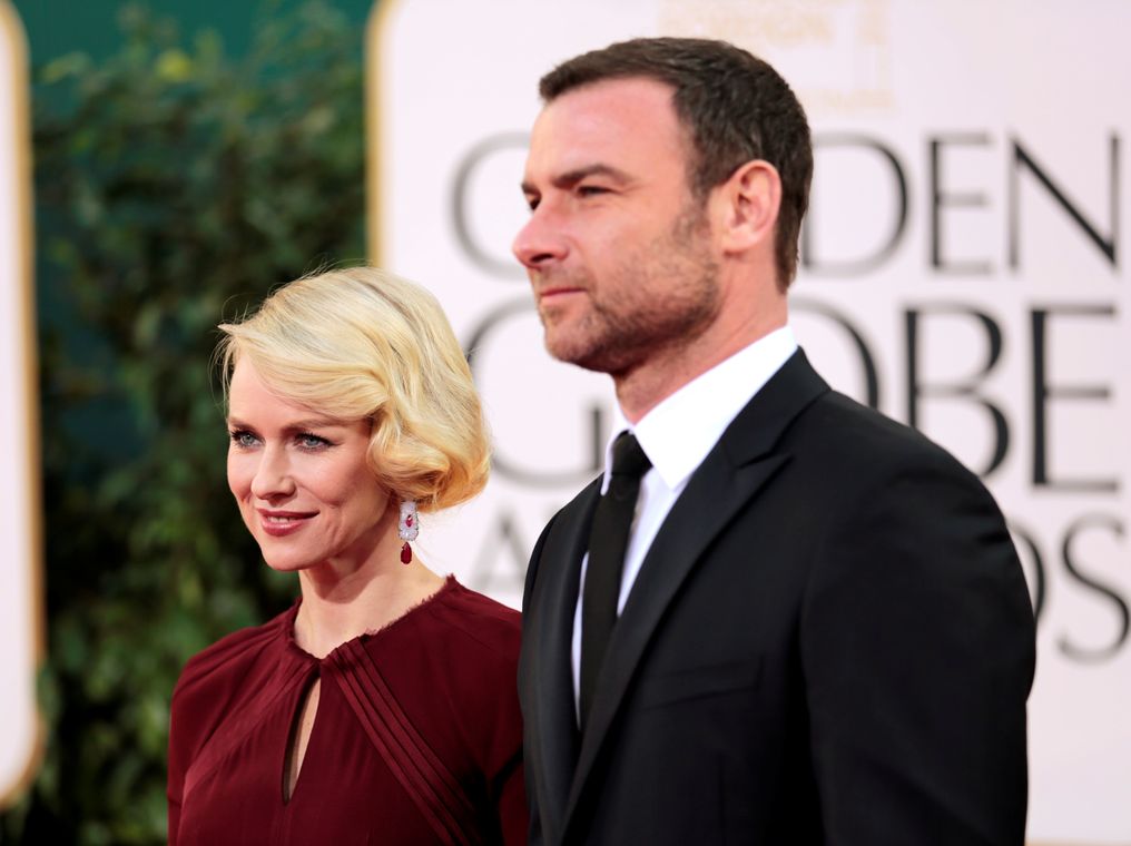 Actress Naomi Watts of the film “The Impossible” and her husband, actor Liev Schreiber at the 70th annual Golden Globe Awards in Beverly Hills