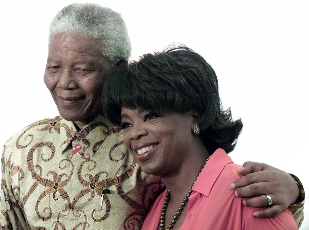 U.S. TALK SHOW PERSONALITY OPRAH WINFREY WITH FORMER SOUTH AFRICA
PRESIDENT NELSON MANDELA.