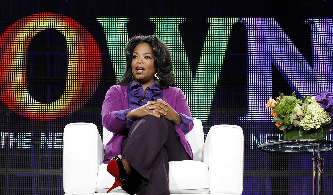 Oprah Winfrey attends a panel during the OWN Television Critics Association winter press tour in Pasadena